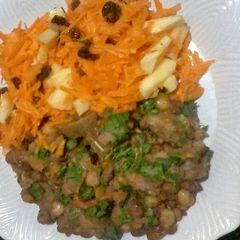 Sultanas,carrots& pineapple salad with Githeri A picture of Sultanas,carrots& pineapple salad with Githeri.