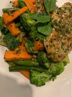 A picture of Green veg and Chicken salad.