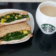 A picture of My Sliced Chicken with Spinach and Yellow Sweet Pepper Sandwich.