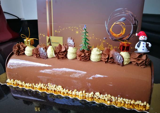 Recette Savoureux Bûche trois chocolats #dessertsdefete