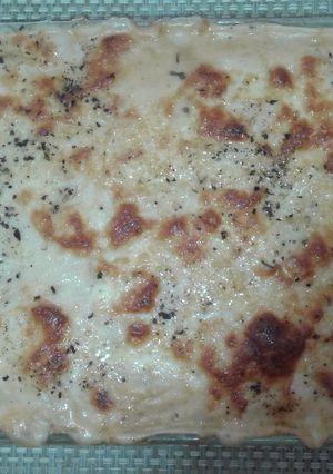 Una foto de Lasaña gourmet  de papas atún y vegetales