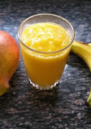 A picture of Mango & Banana Smoothie #Theme Challenge.