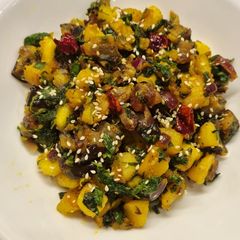 Aloo Baingan Methi with Kasundi A picture of Aloo Baingan Methi with Kasundi.