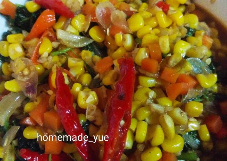 Tumis bayam corn