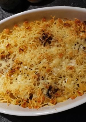 Une photo de Gratin de pâtes et reste de poulet 🍗