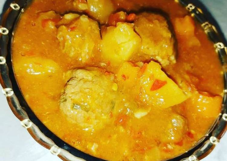 Recipe of Quick Meat ball and potato soup