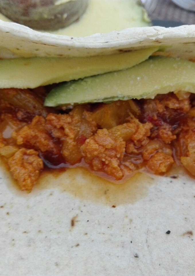 Una foto de 🌮Guisado para tacos: chorizo con piña 🍍