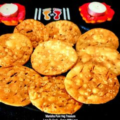 A picture of Farsi Puri (Crispy Puri) - Savory Snack Bites - Diwali Special.