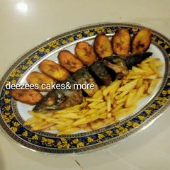 A picture of Fish irish/plantain train.