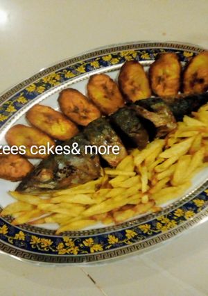 A picture of Fish irish/plantain train.