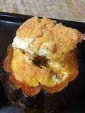 Zapallo cabutia relleno con arroz, pollo, muzzarella y cebolla