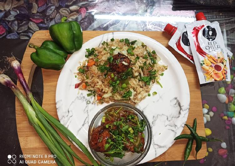 Gravy Manchurian and vegetable fried rice