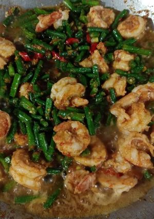 Foto resep Udang pedes tumis kacang