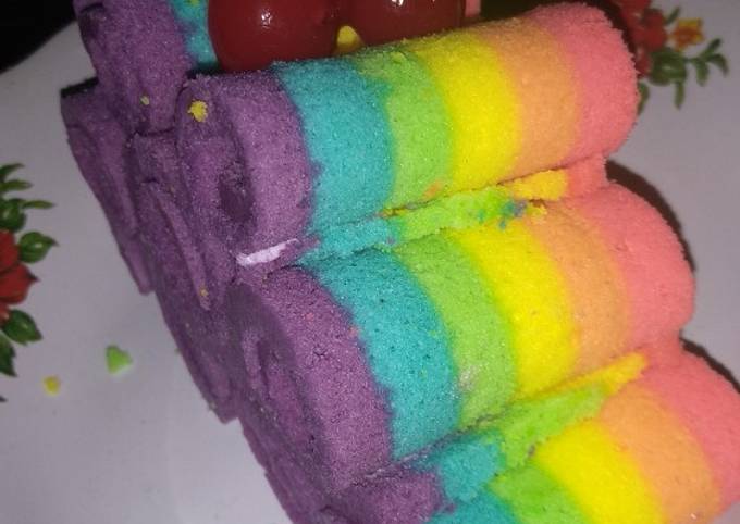 Resep Bolu gulung PELANGI (4 butir telur Loyang uk 16x16) Anti Gagal