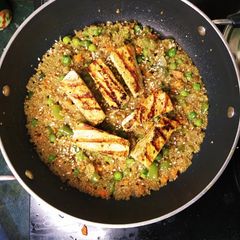 A picture of Quinoa Rice with grilled Cottage Cheese.