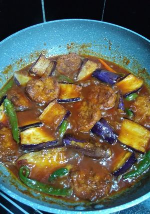 Foto resep Balado perkedel udang dan terong