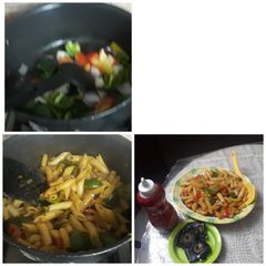A picture of Punjabi karara makhni Handi wala pasta veggies.