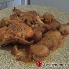 A picture of Rabbit stifado in the oven.