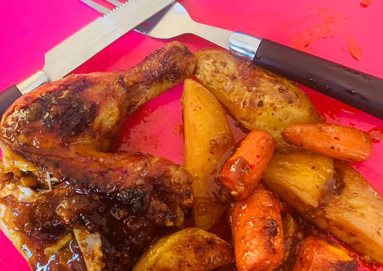 Grilled Chicken with Potatoes and Carrots