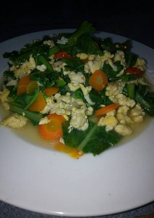 Foto resep Tumis Sawi Ijo Mix Telur Kriwil Pedas