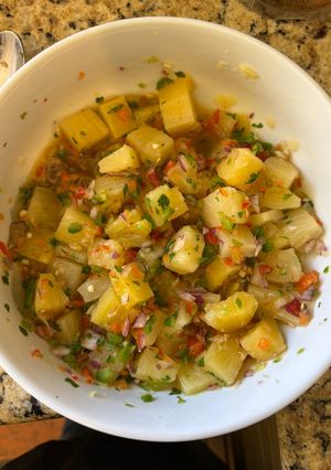 A picture of Pineapple Salsa for Chicken or Pork Chops.