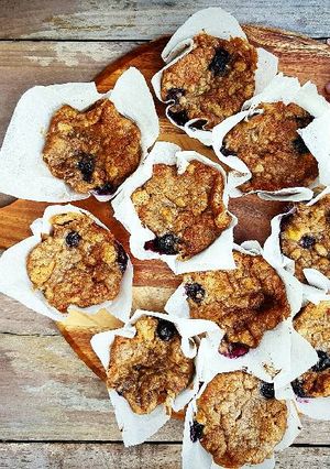 A picture of Banana and Blueberry Muffins.