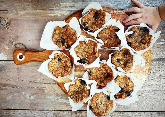 Recipe of Super Quick Homemade Banana and Blueberry Muffins