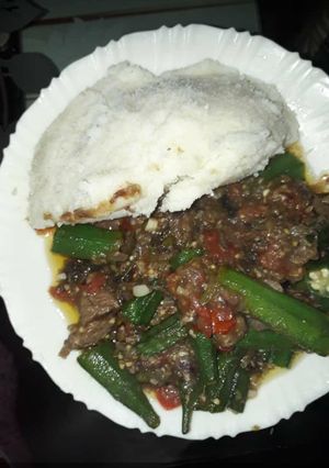 A picture of Beef and okra(mabenda)stew #localfoodcontest_mombasa.