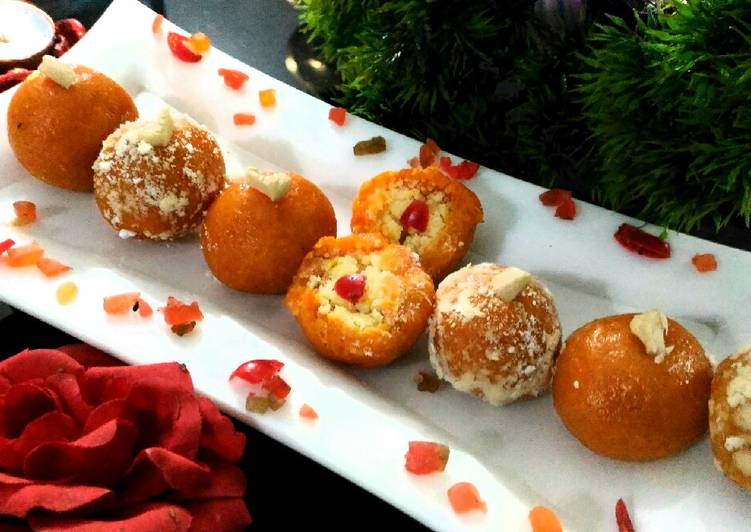 Homemade mawa stuffing Gajar (carrot) laddu