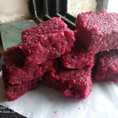 A picture of Beet Coconut Burfi.