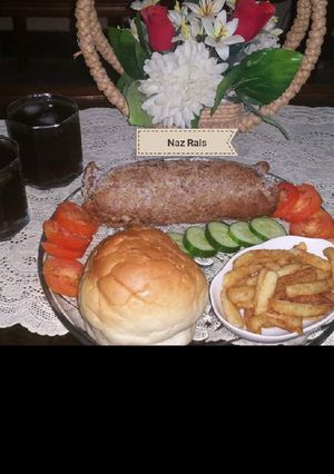 A picture of Beef steam kabab roll.