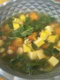 Sayur bening bahu jaka (bayam, tahu, jamur kancing)