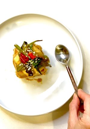 《好料日記》方寸之間之蔥燒豆腐 的食譜成品照片