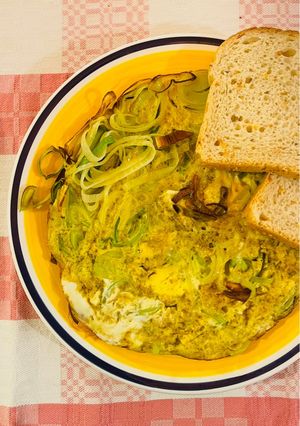 A picture of 🥚🌾 Frittata with Leek and Fresh Herbs — A Taste of Home.