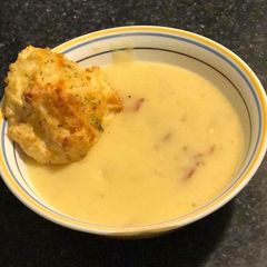 A picture of Baked Potato Soup in the Crockpot.