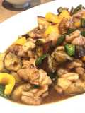 Fried vegetable and chicken with sour-sweet soy sauce