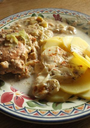 Una foto de Papas gratinadas con salmon a la DOWNWIND