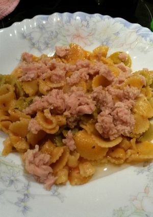 Una foto de Hélices de salsa de tomate con atún 🍝🍴