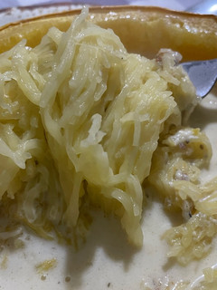 Una foto de Zapallo tallarín con queso y crema