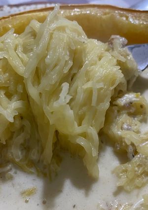 Una foto de Zapallo tallarín con queso y crema