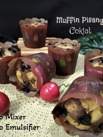 Cara Mudah Membikin Resep  Muffin Pisang Coklat No Mixer No Emulsifier yang Lezat Sekali, Menggugah Selera
