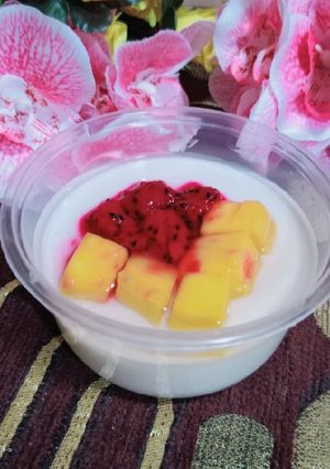 Foto resep Puding Sutera Susu topping buah