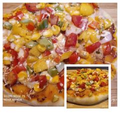 A picture of Cheese burst pizza kadai baked.