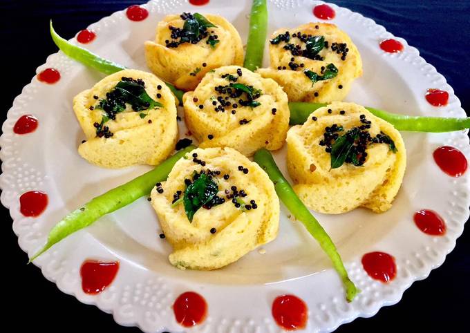 Recipe of Award-winning Khaman Dhokla florets  Enjoy this beautiful shaped dhokla in evening with tea or coffee