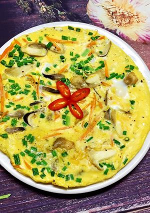 Hình của món Trứng Chiên Cà Rốt Nấm.