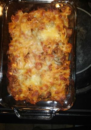 A picture of Loaded Meaty Baked Ziti.