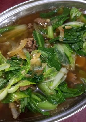 Foto resep Sawi Pok Choi kuah daging Babi