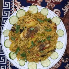 A picture of Sindhi fish pulao.