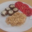 Mozzarellával töltött gomba, bulgurral