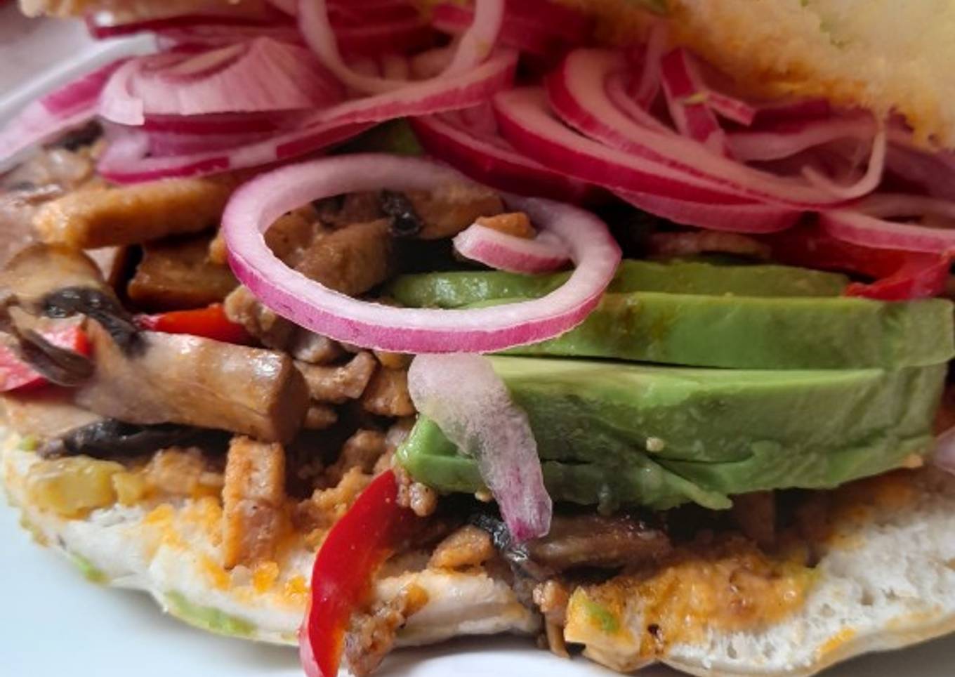 Pita bread with pork and avocado